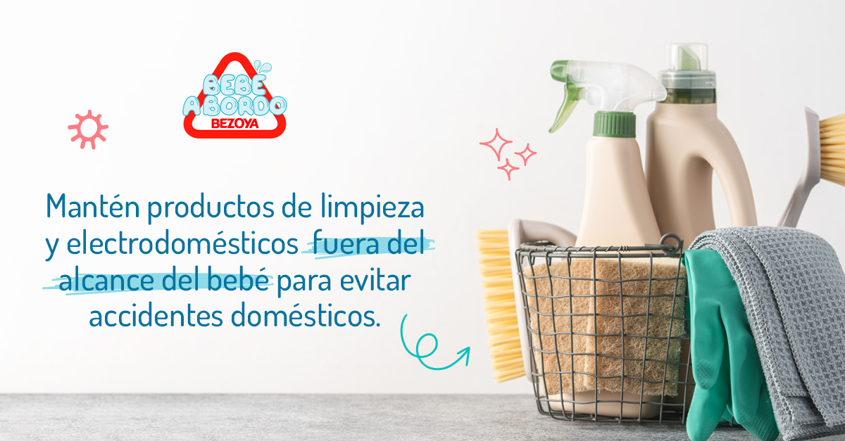Mantén productos de limpieza y electrodomésticos fuera del alcance del bebé para evitar accidentes domésticos 