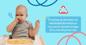 El rechazo de alimentoso o la selectividad alimentaria es muy común durante la etapa de la crisis del primer año